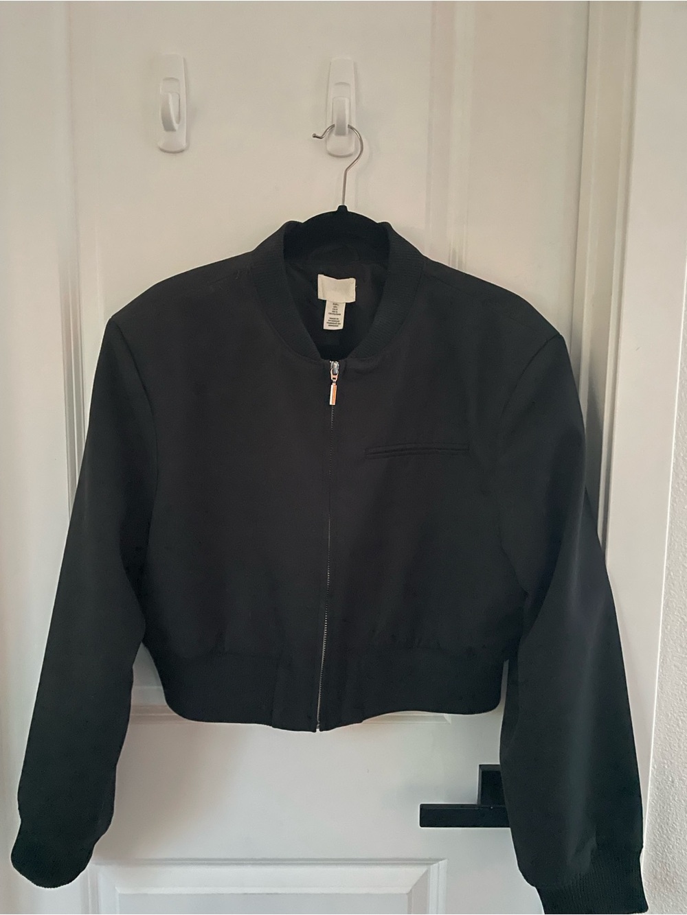 H&M Black Cropped Bomber Jacket